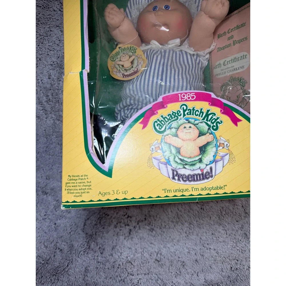 Vintage 1985 Cabbage Patch Kids Preemie March of Dimes Blue Eyes Blonde Doll NEW